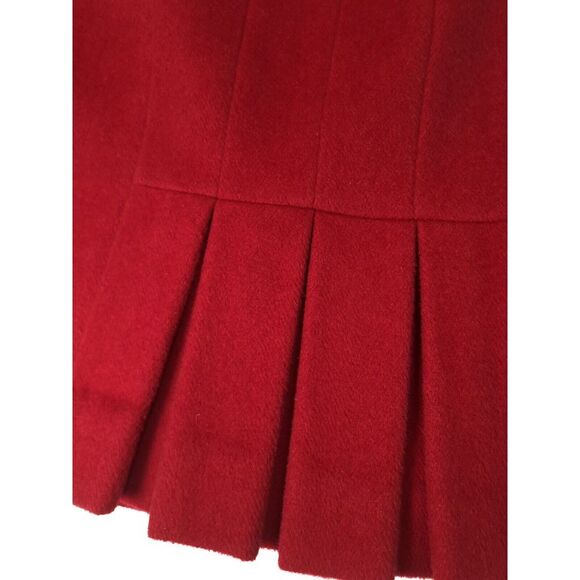 ANN TAYLOR Women's Wool‎ Rabbit Hair Flannel Pencil Skirt pleated Red Petite 0-P - Picture 3 of 5